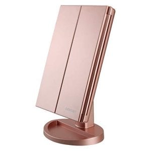 DeWEISN Tri-Fold Lighted Vanity Makeup Mirror