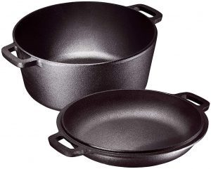 Bruntmor Pre-Seasoned Cast Iron Double Dutch Oven