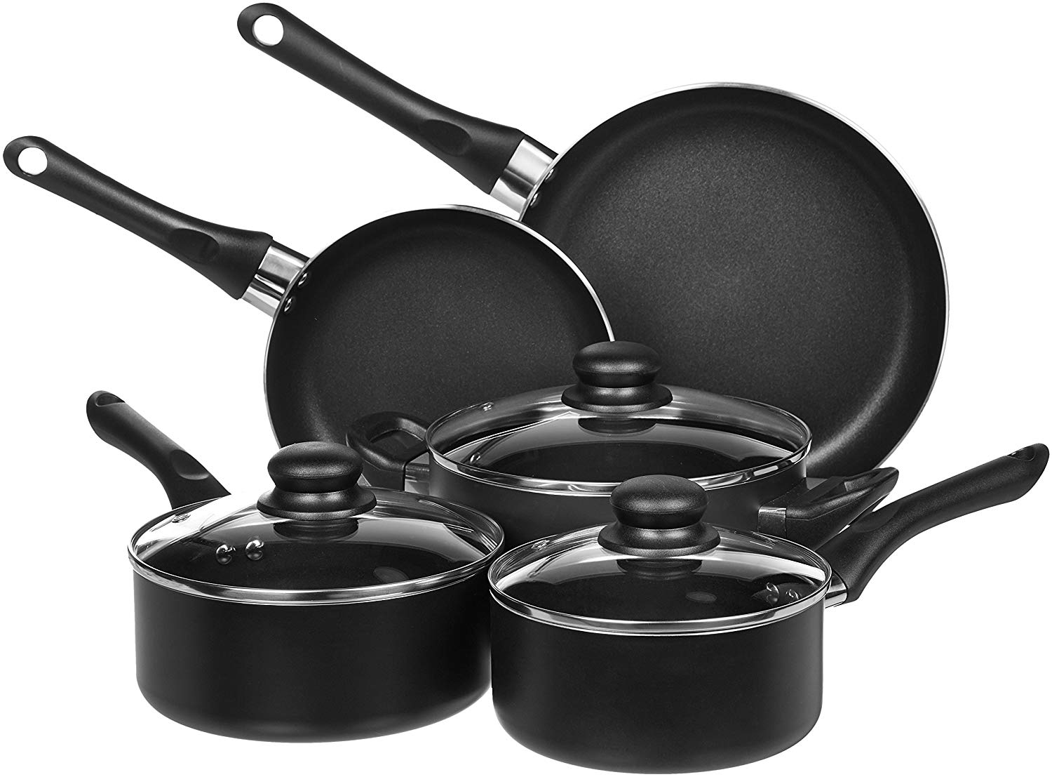 AmazonBasics Aluminum Kitchen Nonstick Cookware Set, 8-Piece