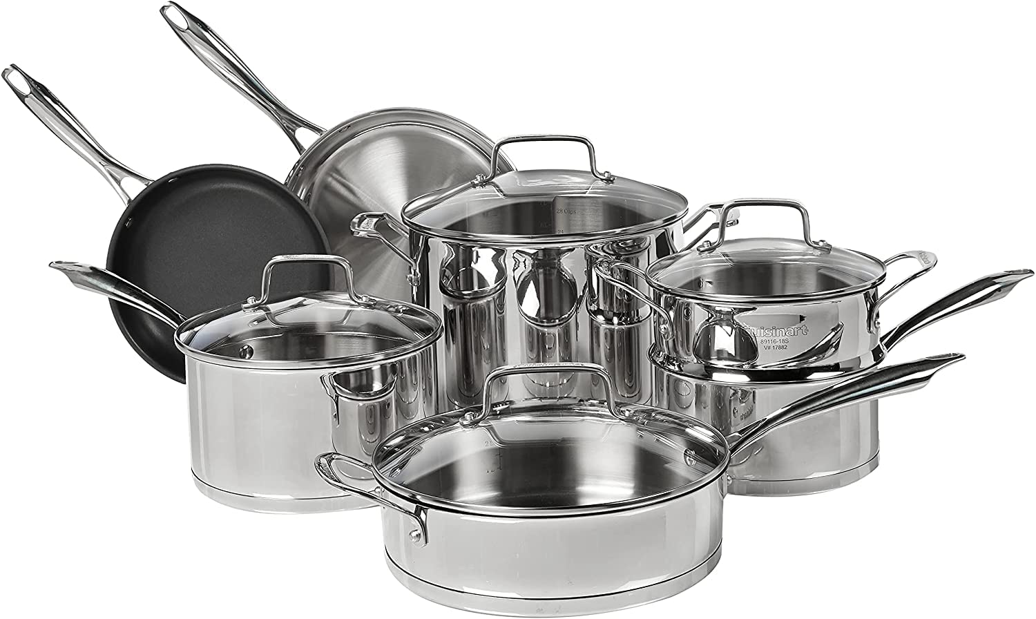 Cuisinart 89-11 11 Riveted Handles Stainless Steel Cookware Set, 11-Piece