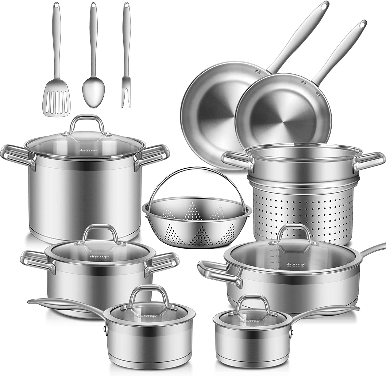 Duxtop SSIB-17 Food-Grade Stainless Steel Cookware Set, 17-Piece