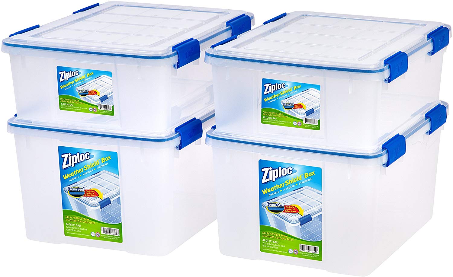 IRIS USA Inc. WSB-S/SD Ziploc Combo WeatherShield Clear Storage Bin, 4-Pack