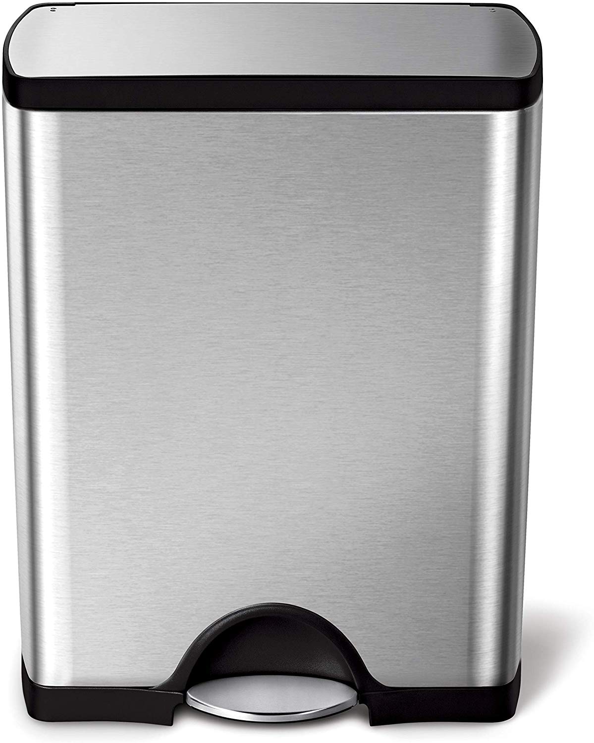 simplehuman Stainless Steel Rectangular Kitchen Trash Can, 13.2-Gallon