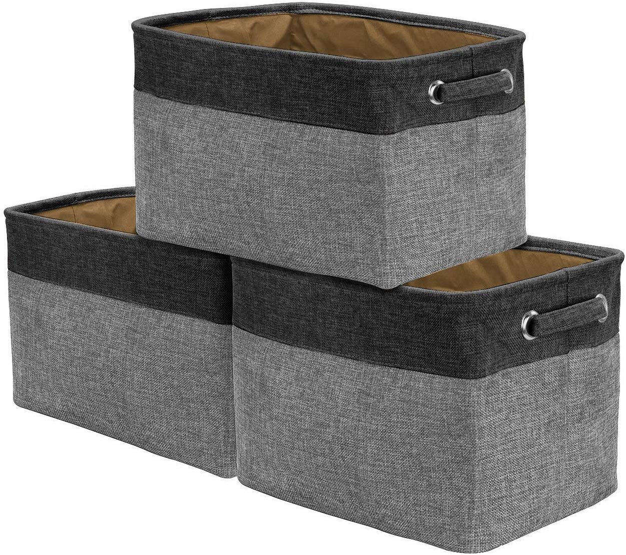 Sorbus Collapsible Large Carry Handle Rectangular Storage Bin, 3-Pack