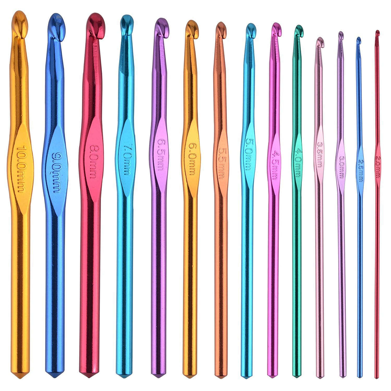 BCMRUN Easy Identify Curved Crochet Hooks, 14-Count