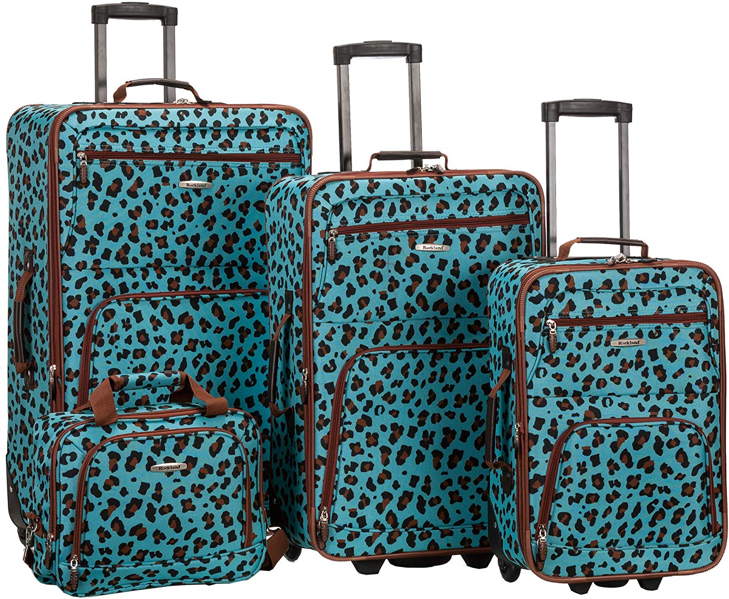 Rockland Jungle Lined Soft Shell Suitcase, 4-Piece