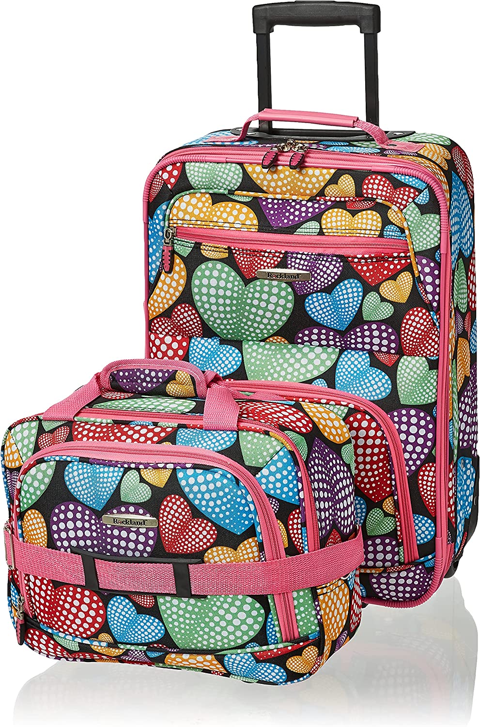 Rockland Fully Lined Hearts Kid’s Luggage Set, 2-Piece