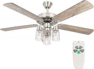 Hykolity Vintage Dimming Ceiling Fan For Bedroom, 52-Inch