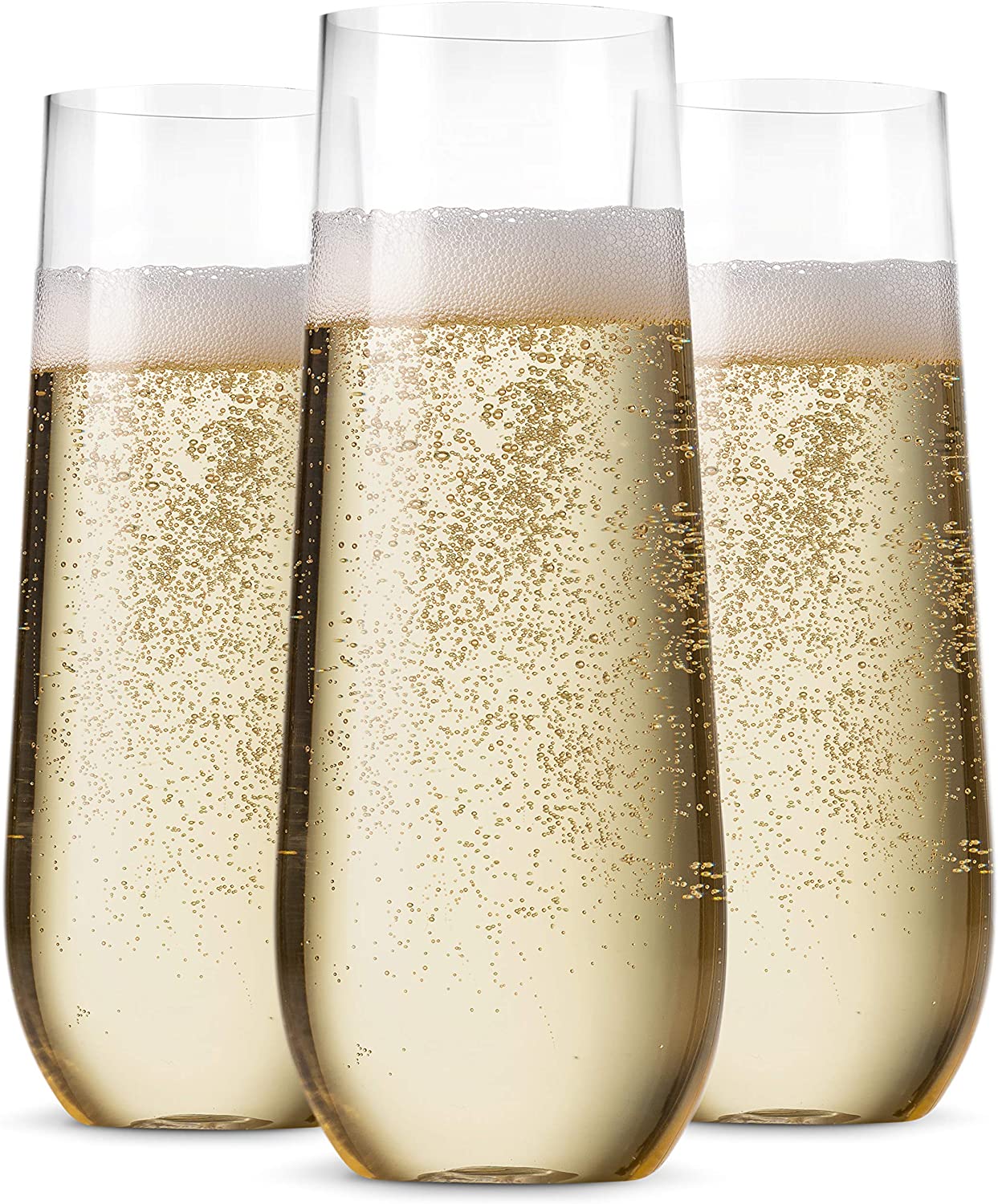 Munfix Dishwasher Safe Stemless Champagne Flutes, Set Of 48