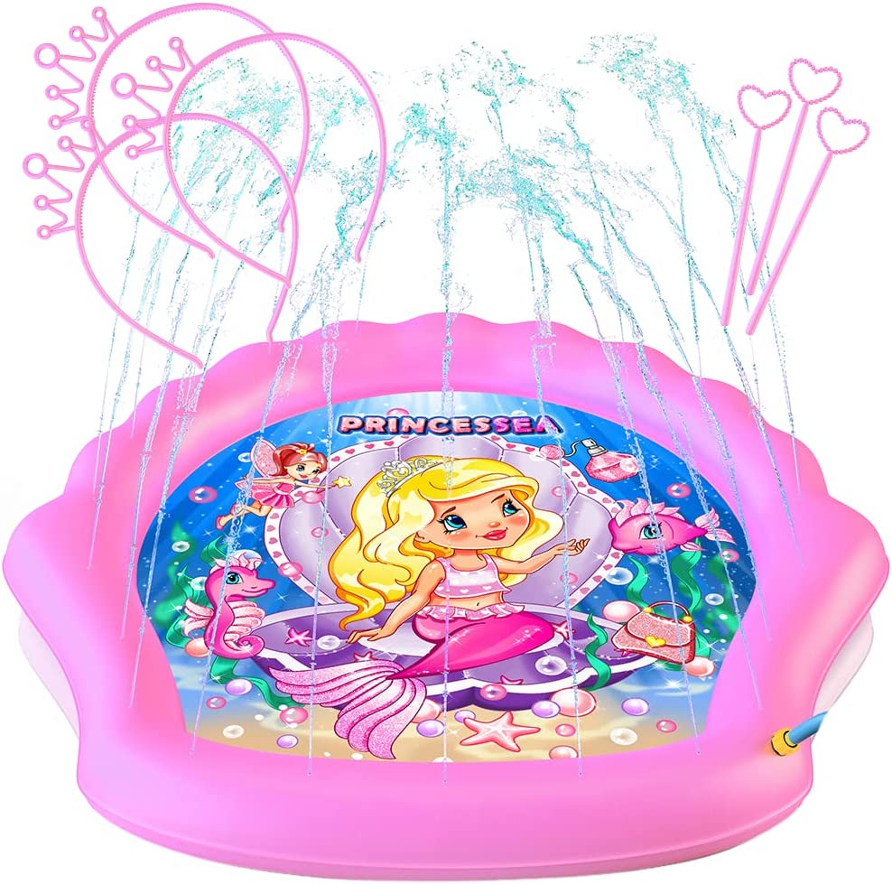 PRINCESSEA Mermaid Shell Inflatable Splash Pad