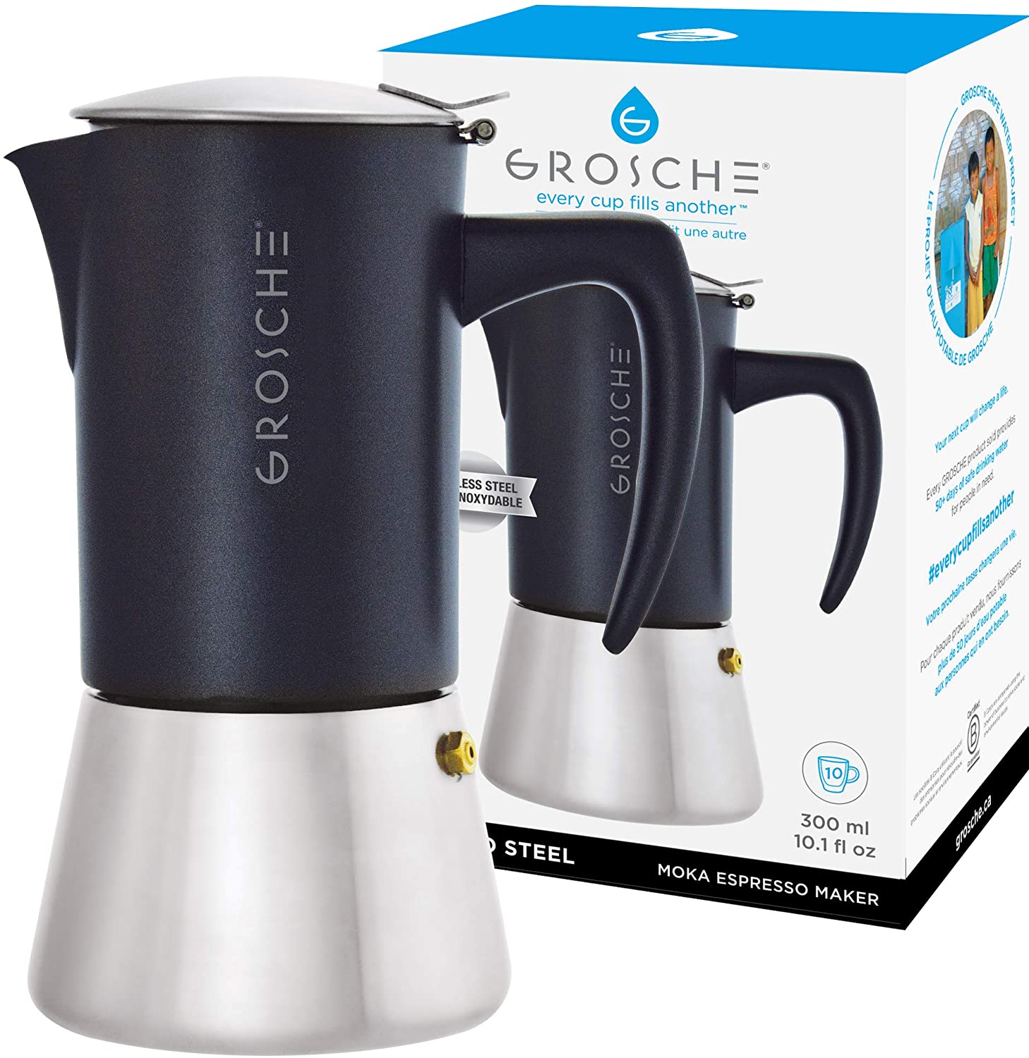 GROSCHE Italian Style Stainless Steel Stovetop Espresso Maker