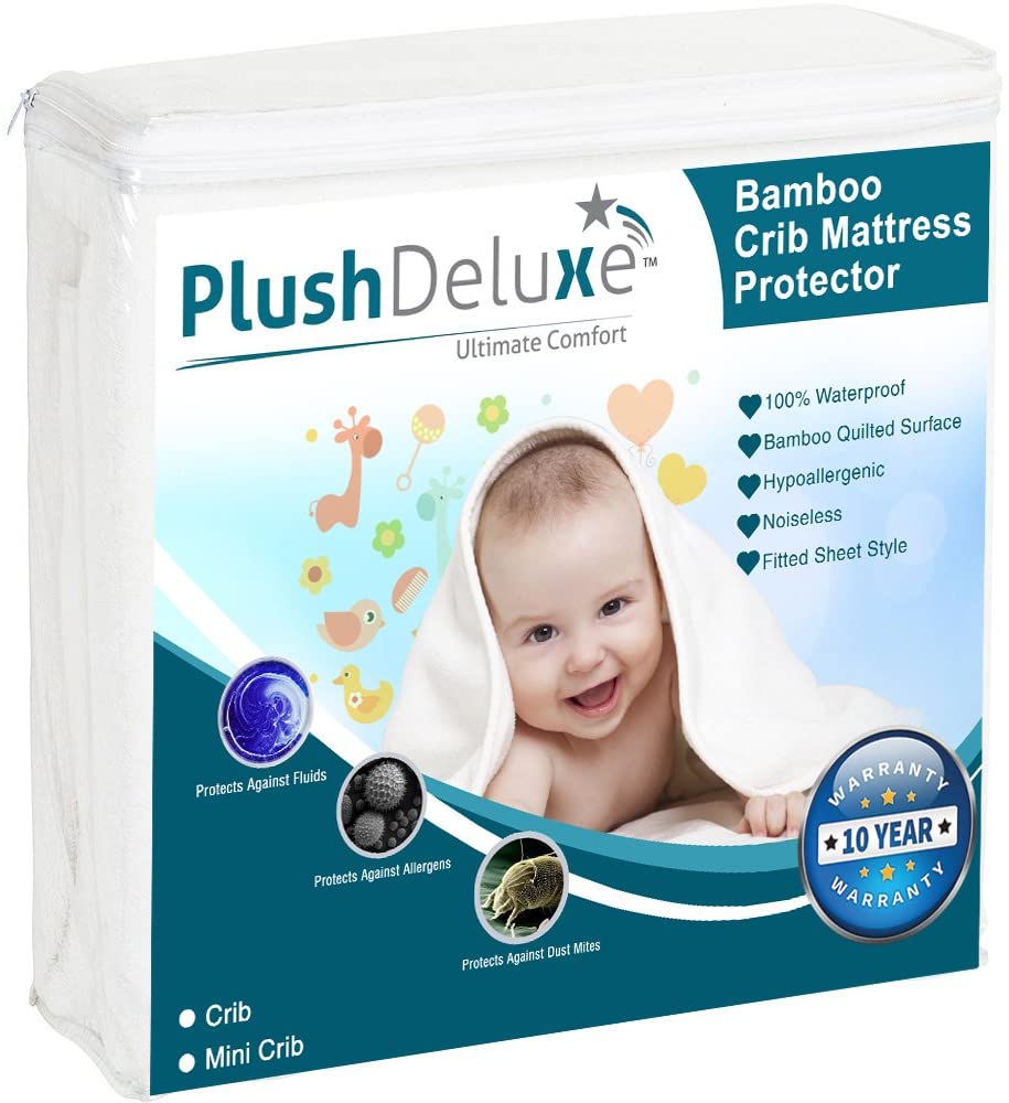 PlushDeluxe Waterproof & Hypoallergenic Crib Mattress Cover