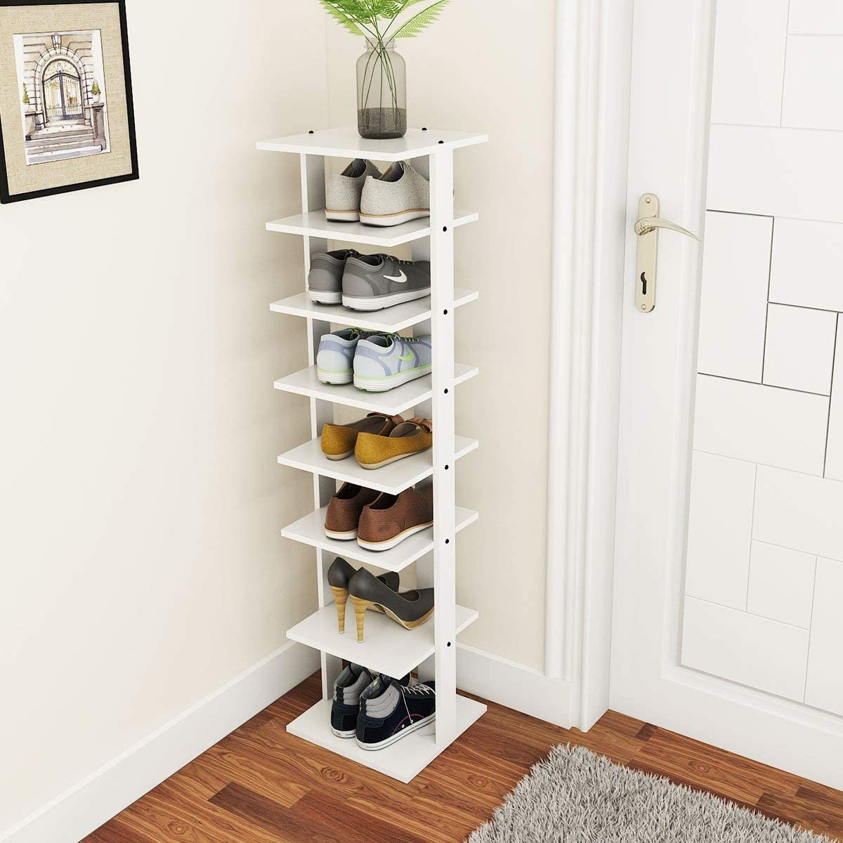 Tangkula Space Saving 7-Tier Wooden Shoe Rack