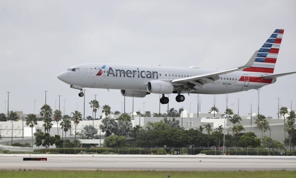 American Airlines plane lands