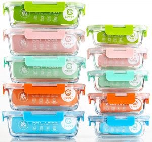 C CREST Glass Stackable Containers, 10-Pack