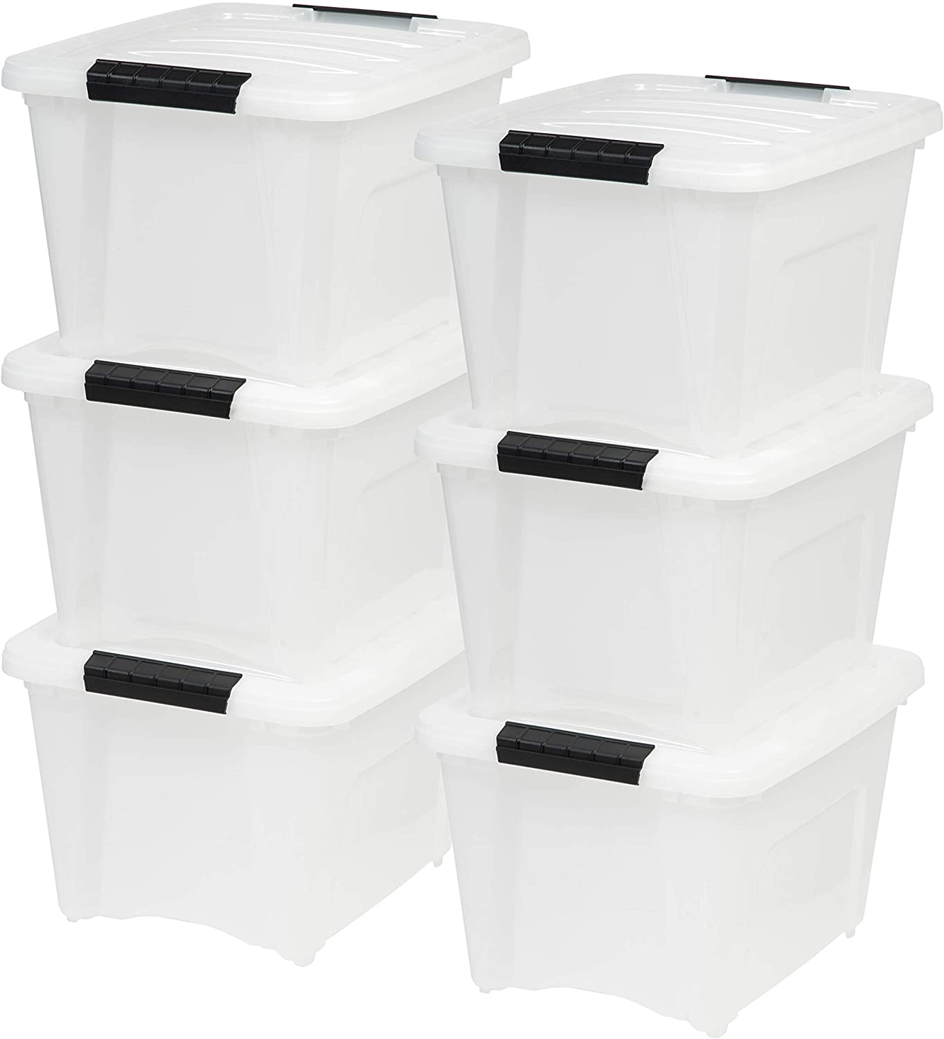 IRIS USA Pull Handle Dust-Proof Storage Bins, 6-Pack