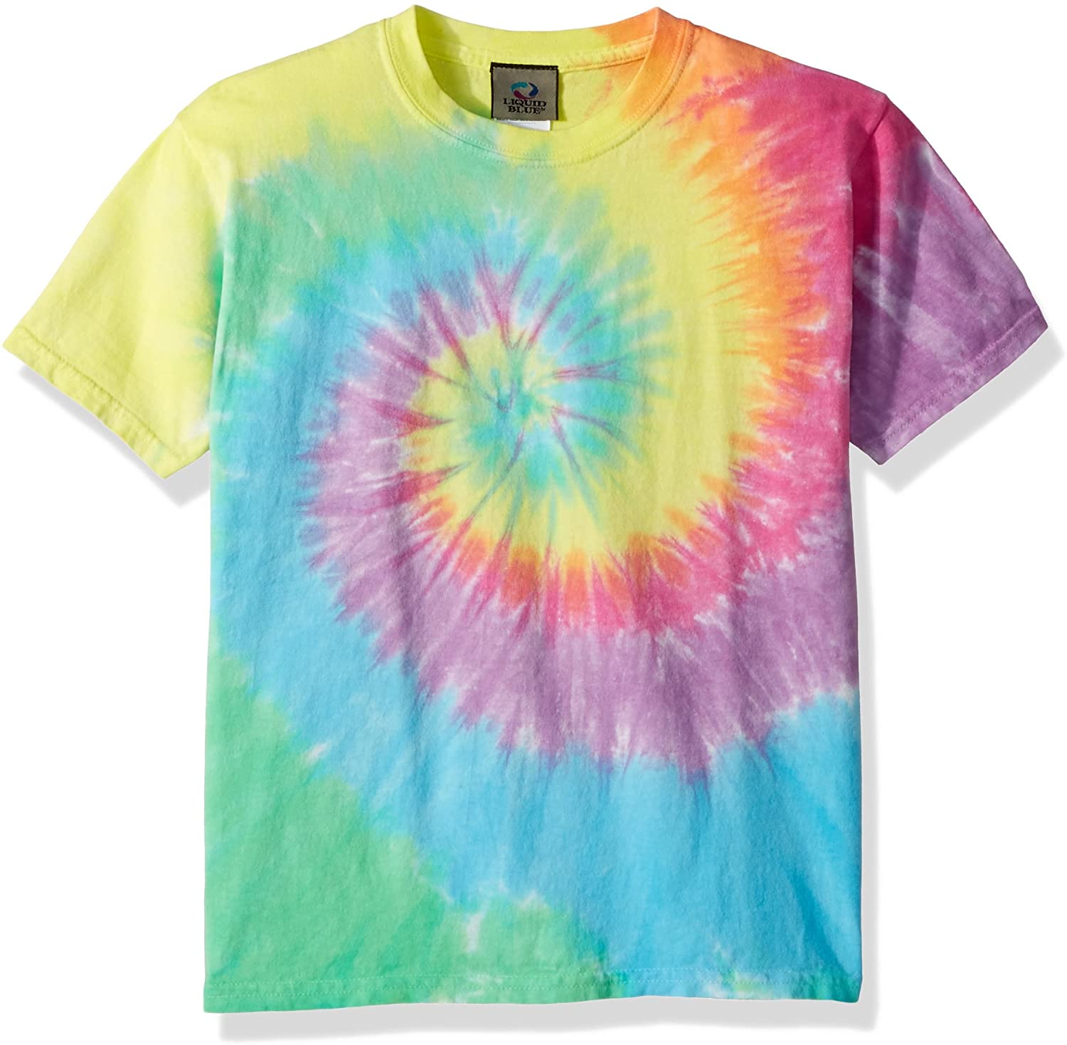 Liquid Blue Pastel Spiral Short Sleeve Tie Dye Shirt For Kids