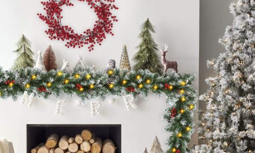 christmas garland on mantle