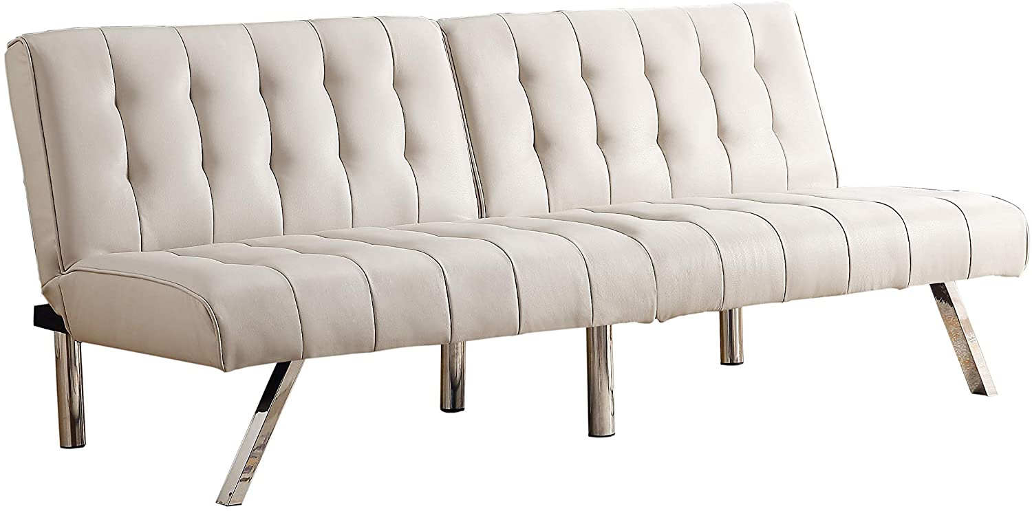 MHG Vanilla White Faux Leather Futon