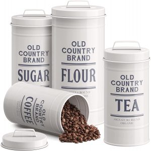 Barnyard Designs Decorative Rustic Flour & Sugar Canisters, 4-Piece