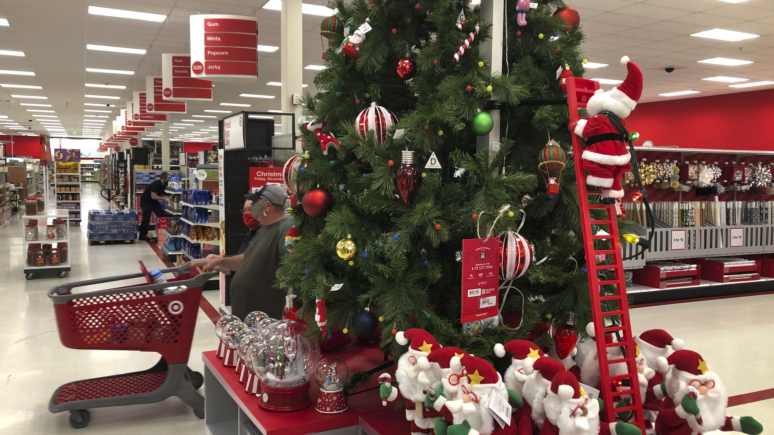 Christmas tree in holiday shop at Target