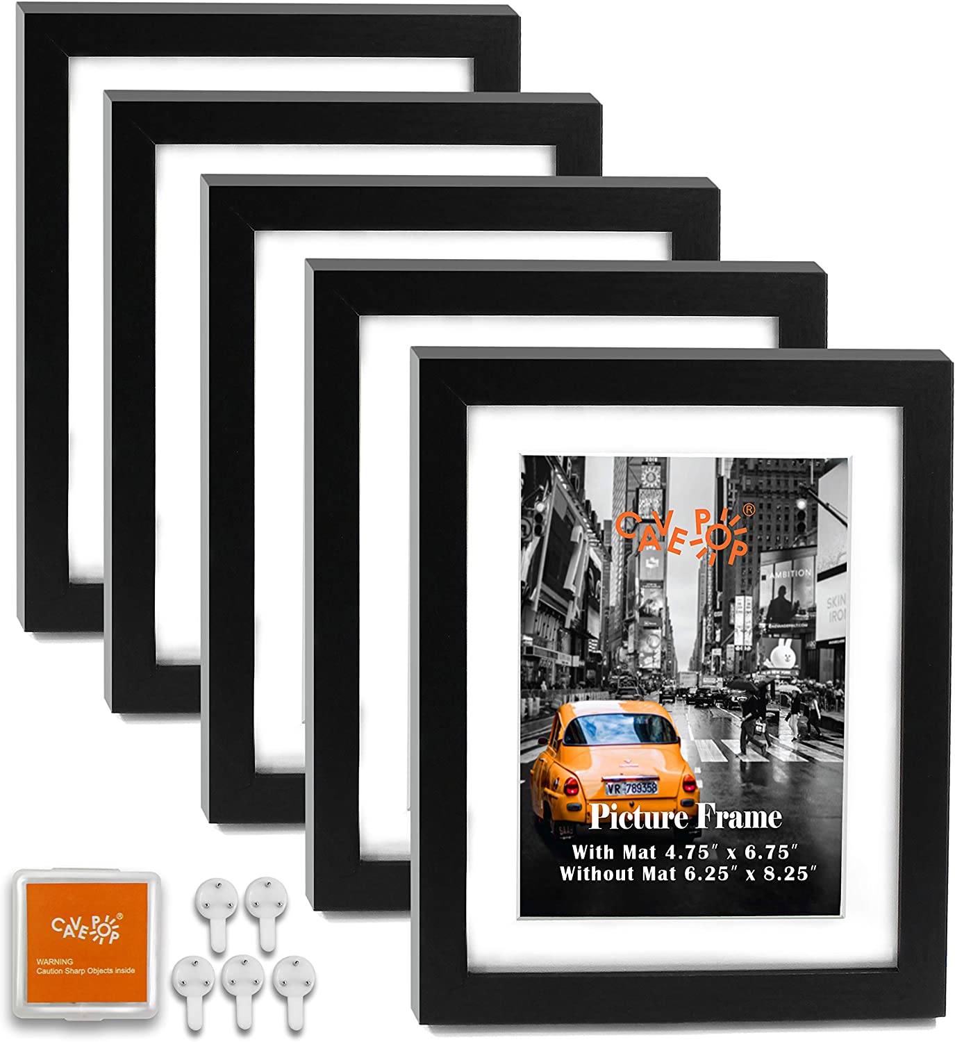 CAVEPOP Black 5 x 7 Picture Frame, 5-Pack