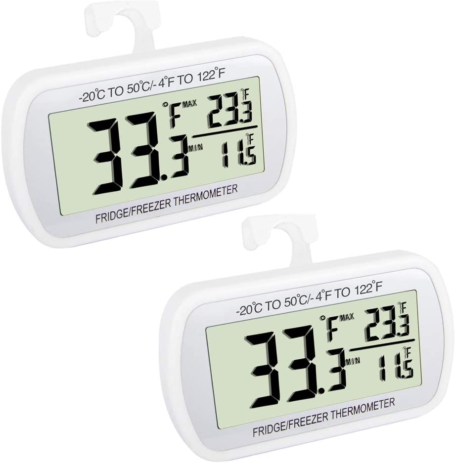 VOULOIR Portable Electric Refrigerator Thermometers, 2-Pack