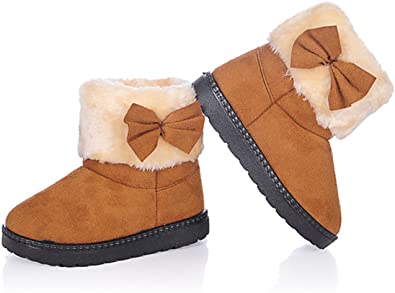 DADAWEN Fleece Lined Synthetic Suede Toddler Girls’ Boots