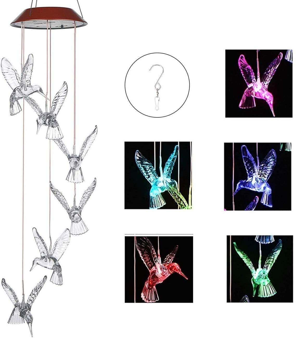 IMAGE Multicolor Hummingbird Wind Chime