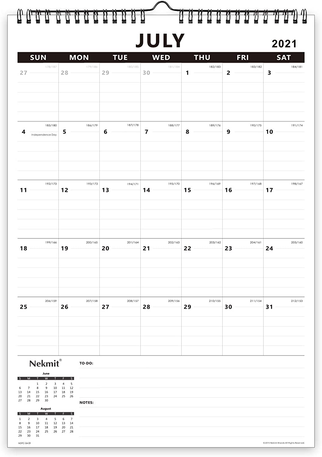 Nekmit 2021-2022 Yearly Monthly Student Wall Calendar