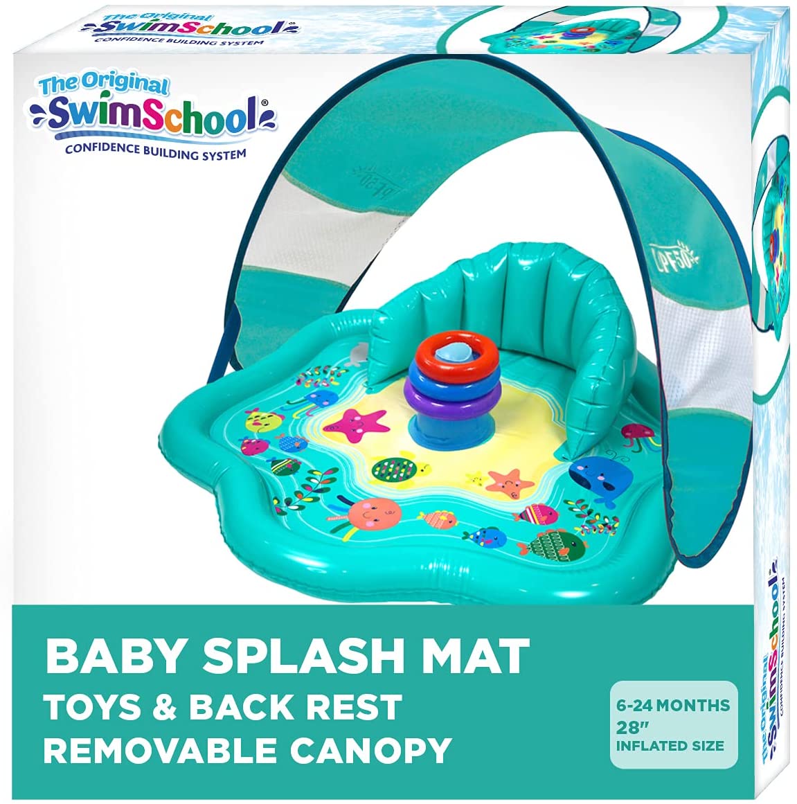 SwimSchool UPF 50 Canopy Inflatable Baby Pool