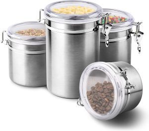 ENLOY Airtight Clamp Lid Flour & Sugar Canisters, 4-Piece