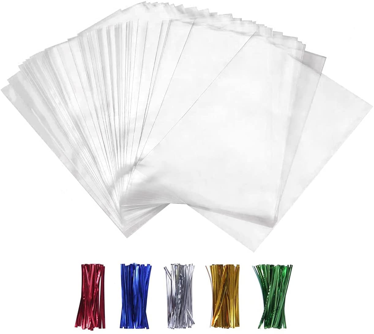 XLSFPY Food Grade Cellophane Treat Bags, 100-Piece