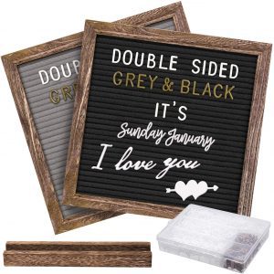 Gelibo Vintage Reusable Double-Sided Wooden Letterboard, 10 x10-Inch