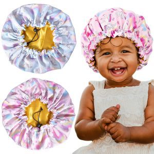 Aileam Drawstring Kids’ Satin Bonnet, 2-Count