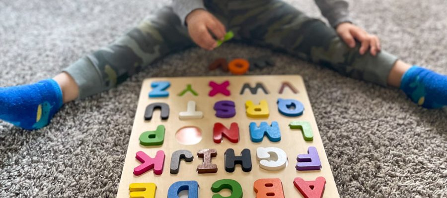 Child playing with a puzzle