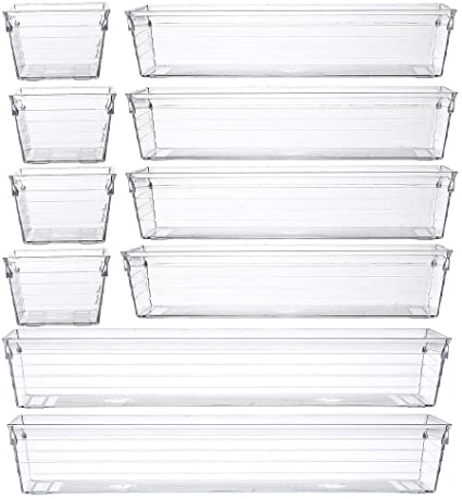 Backerysupply Multi-Size Clear Plastic Storage Bins, 10-Pack