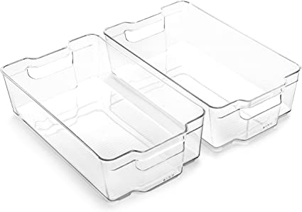 BINO Stacking BPA-Free Clear Plastic Storage Bins, 2-Pack