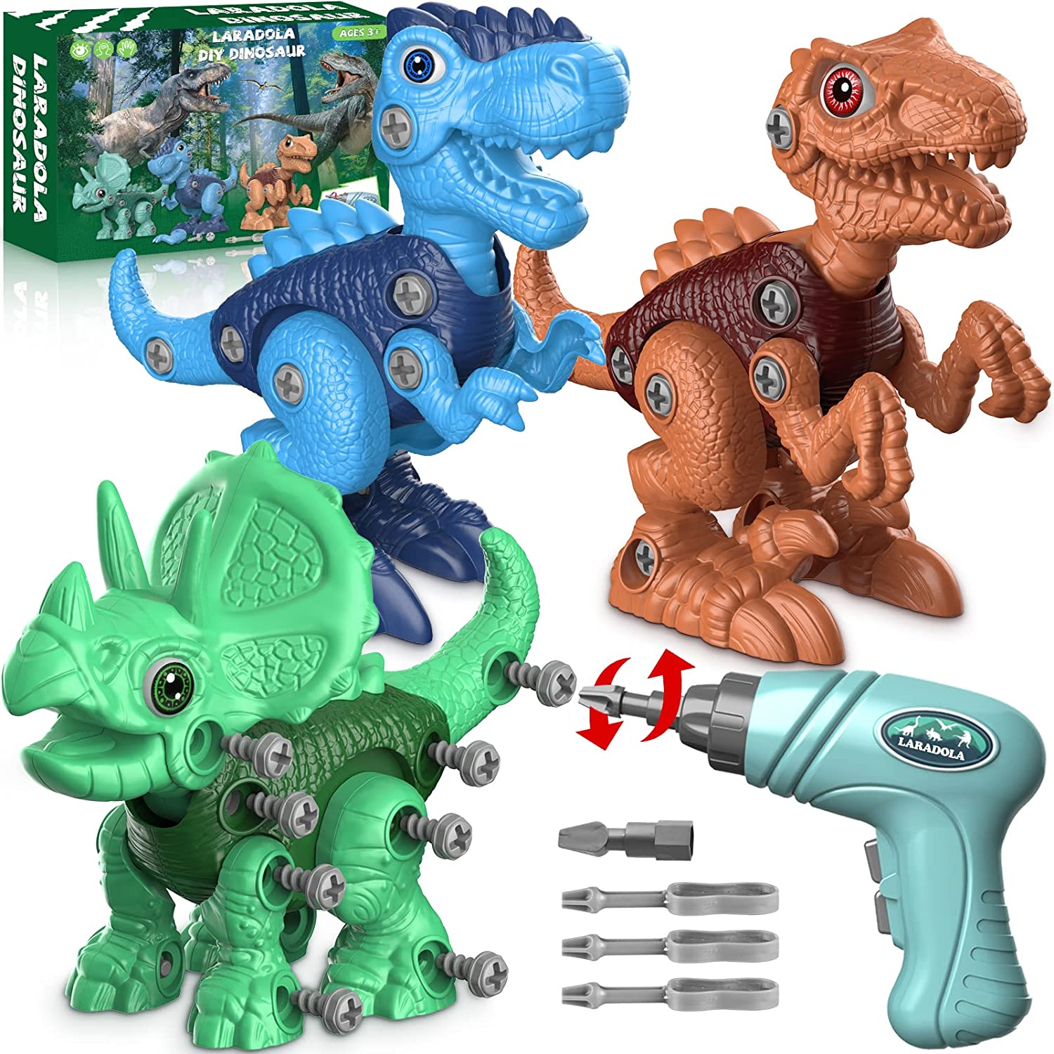 Laradola Screw Assembly Dinosaur Figures & Electric Drill Dinosaur