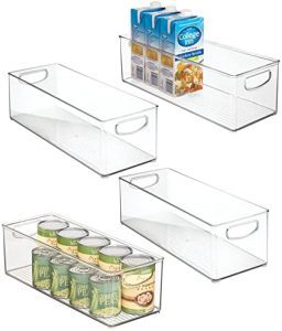 mDesign Easy-Grip Handles Clear Plastic Storage Bins, 4-Pack