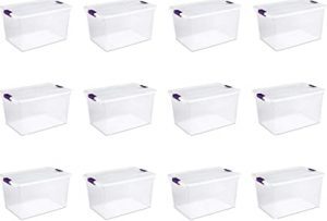 Sterilite 17571706 Stackable Clear Plastic Storage Bins, 12-Pack