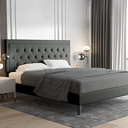 Allewie Adjustable Headboard King-Size Platform Bed