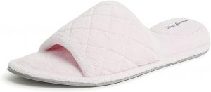 Dearfoams Beatrice Open Toe Terry Fabric Women’s Bedroom Slippers