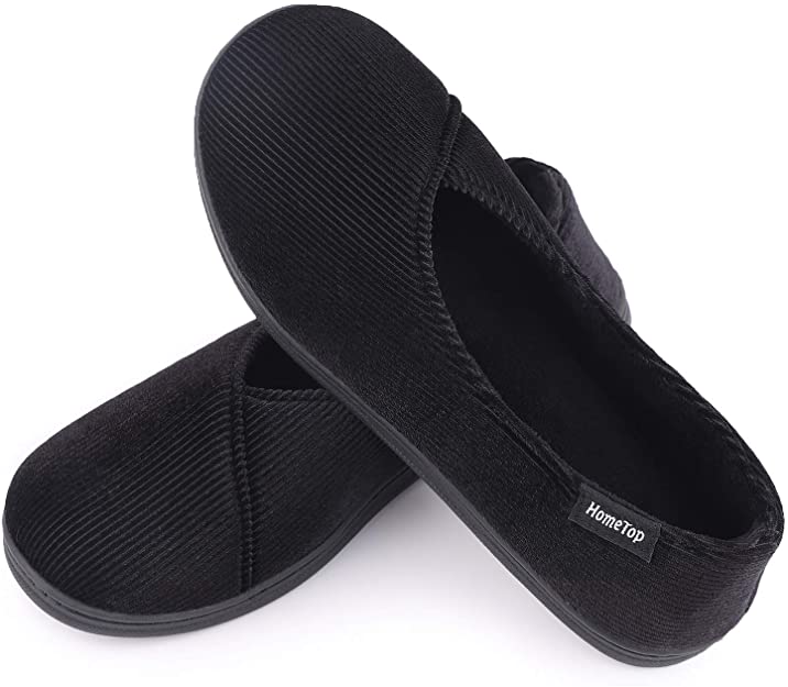 HomeTop Breathable Corduroy Upper Women’s Bedroom Slippers