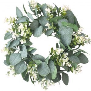 IRONLAND Plastic Eucalyptus Leaves Wreath, 12-Inch