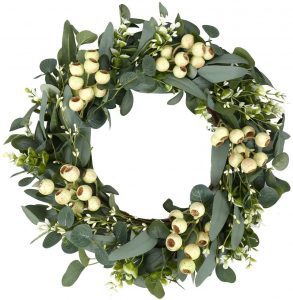 Jinghong Artificial Berries & Eucalyptus Leaves Wreath, 20-Inch