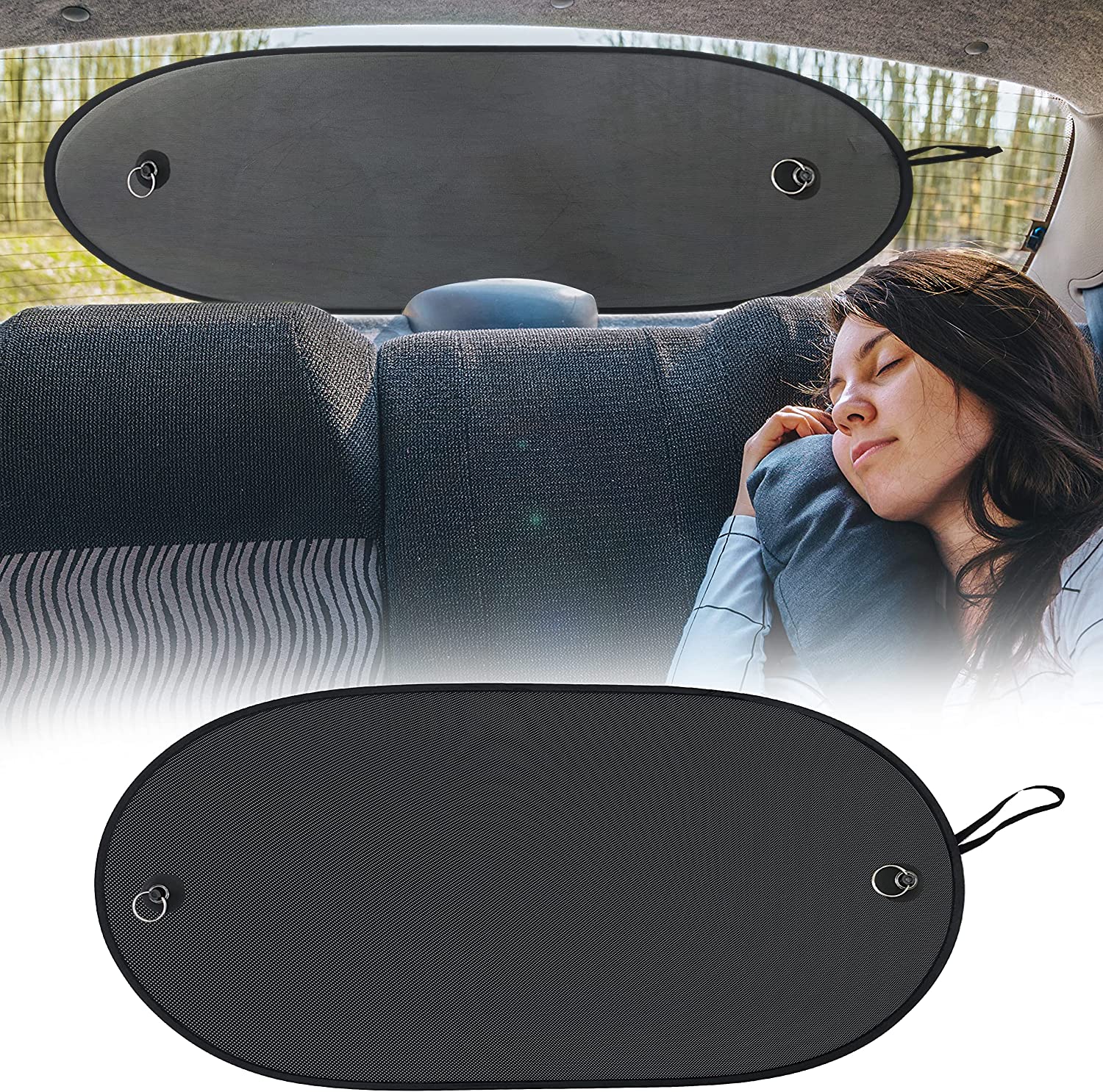 EcoNour Dual Suction Cups Rear Car Window Shade