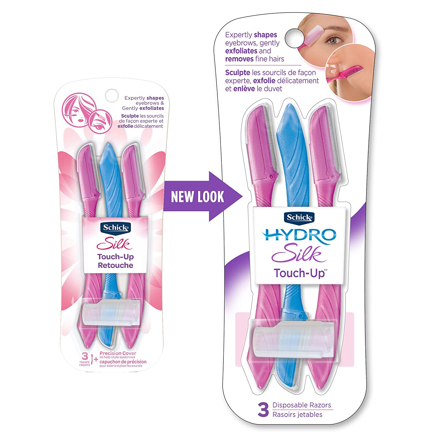 Schick Hydro Silk Micro-Guard Razor Brow Shapers, 3-Piece