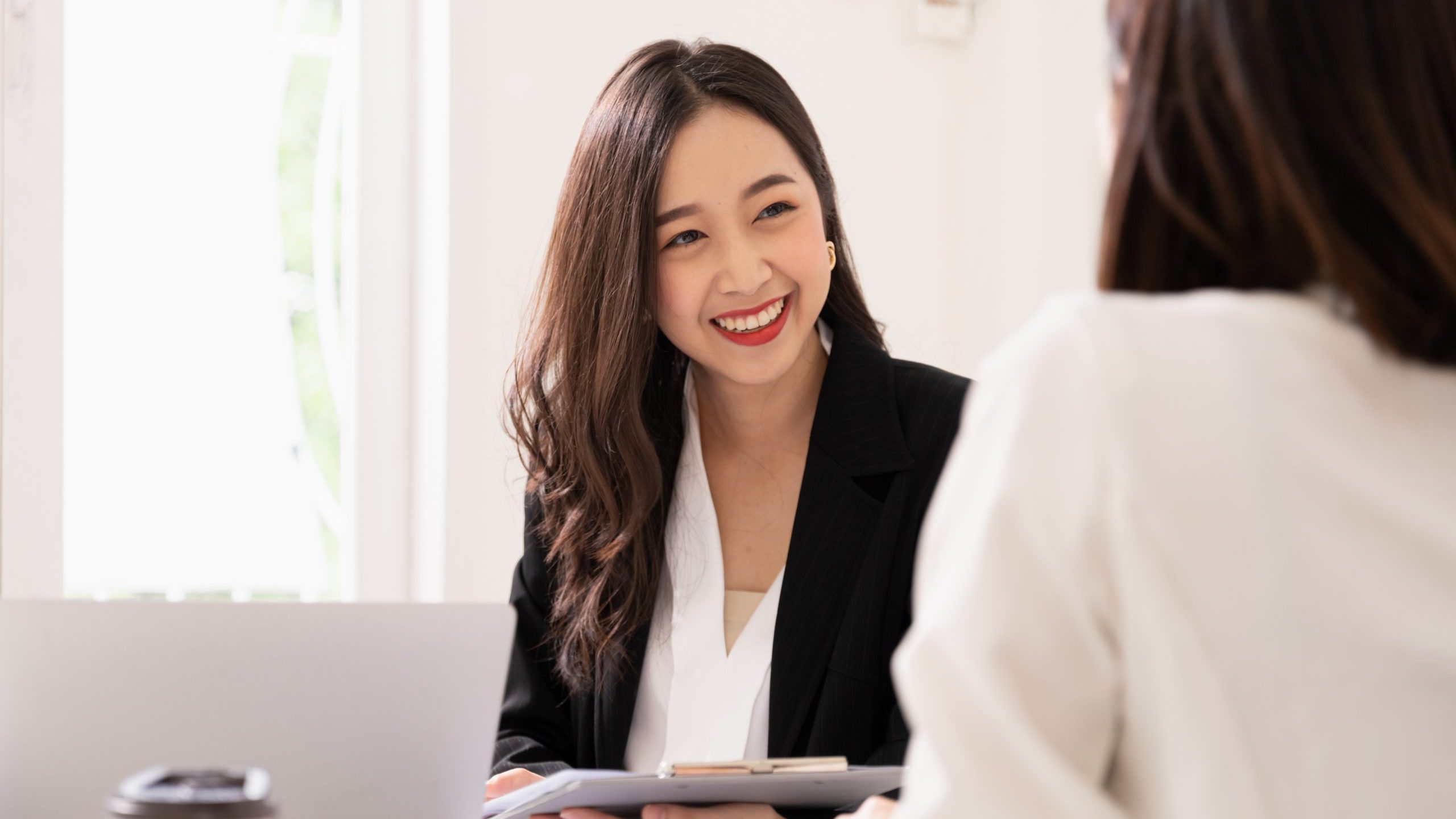 Woman interviews for job