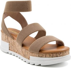 Athlefit Women’s Elastic Strap Cork Platform Sandals